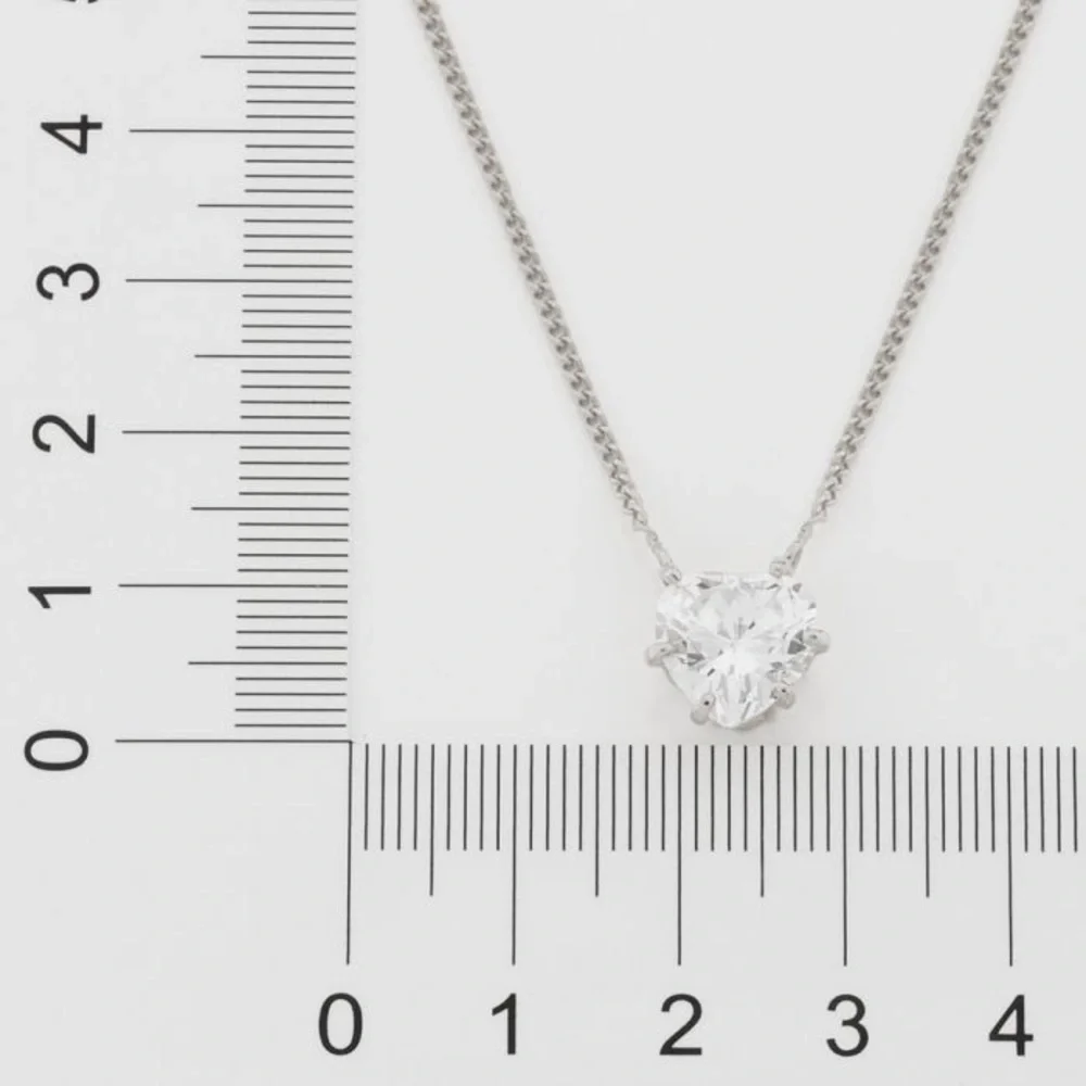 New Woman’s Heart Shape One Carat White Sapphire Sterling Silver Necklace